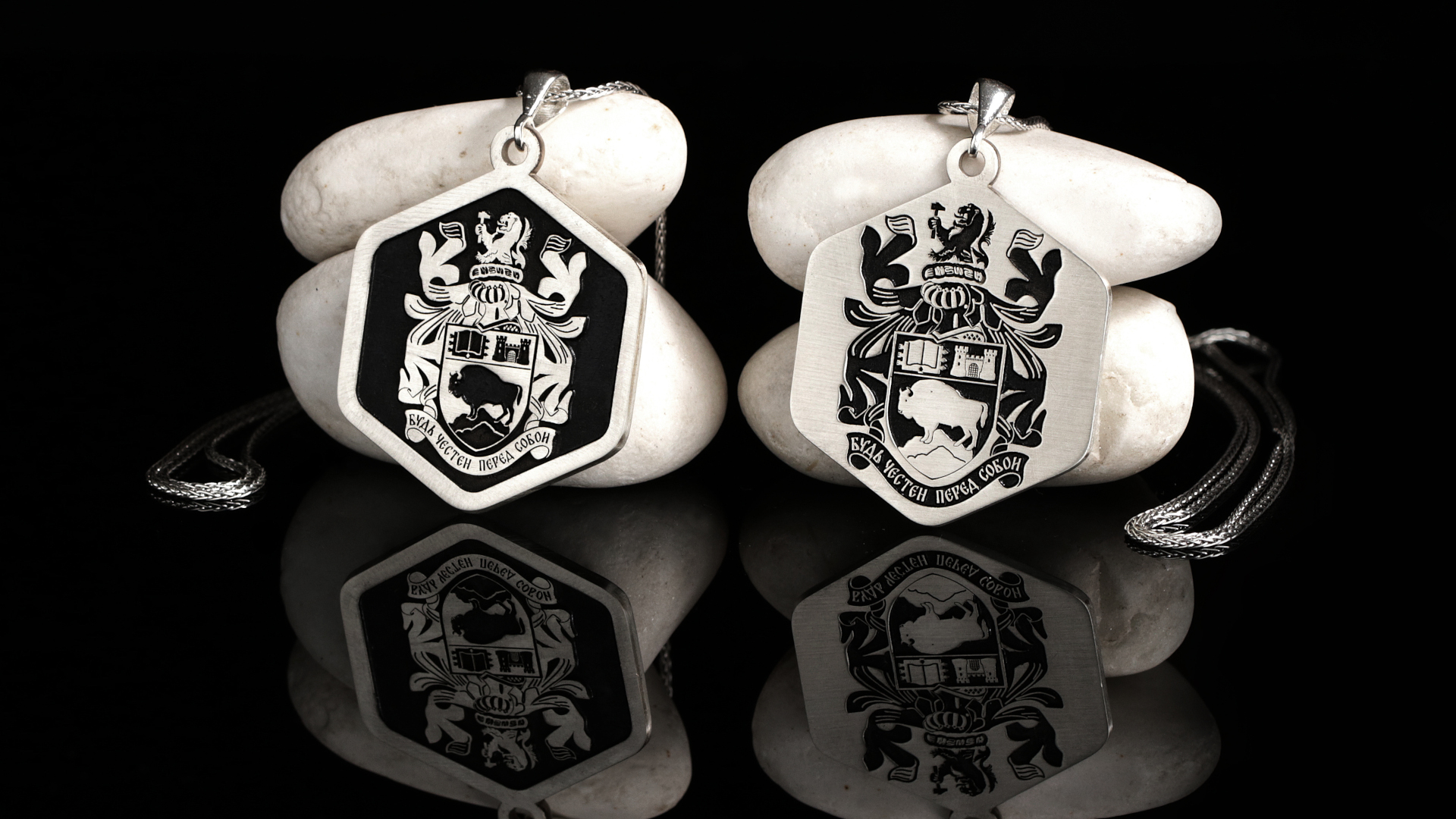 Custom-Cut Luxury Silver and Gold Necklace With Personalized Family Logo.